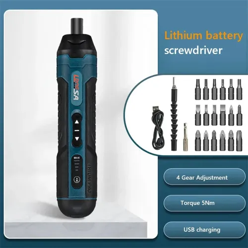20pcs Electric Screwdriver Bits Set Cordless Rechargeable 3.6V Lithium Battery 1300mAh Torque Adjustment With 20 Accessories LED Light USB Charging