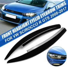 For VW Scirocco R GTS 2008-2017 2pcs Front Headlight Eyelid Eyebrow Trims