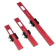 Woodworking Tools Ruler Pocket Ruler Layout Tool Aluminum Precision Ruler with T-Track Slide Stops Inch and Metric Scale