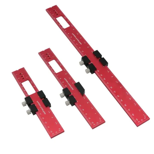 Woodworking Tools Ruler Pocket Ruler Layout Tool Aluminum Precision Ruler with T-Track Slide Stops Inch and Metric Scale
