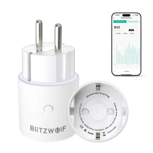 BlitzWolf BW-SHP16 16A 3500W WiFi Smart Plug Socket with RGB Lighting Energy Monitoring Power Failure Memory App & Voice Control Family Sharing Timer Function Works With Amazon Alexa Google Home