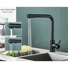 304 Stainless Steel Pull-out Faucet with 2 Modes Pull Out Kitchen Sink Faucet Stainless Steel Hot Cold Water Mixer Tap Spray Nozzle Flexible