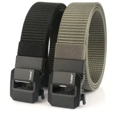 TUSH120cm Length Luxury Metal Tactical Belts Automatic Buckle Nylon Quick Dry Sports Belts For Outdoors Hiking Cycling
