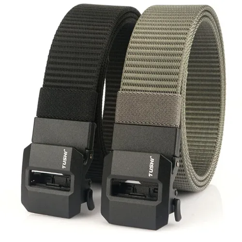 TUSH120cm Length Luxury Metal Tactical Belts Automatic Buckle Nylon Quick Dry Sports Belts For Outdoors Hiking Cycling