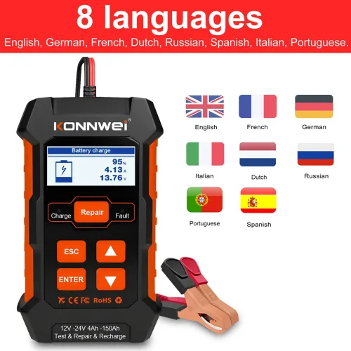 KONNWEI KW520 12V 24V Professional Car Battery Charger Repairer Diagnostic Tool Tester 3 In 1 EU Plug