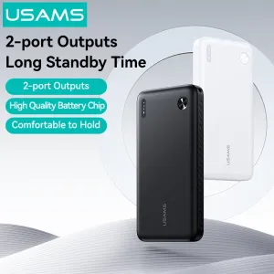 USAMS CD253 PB83 37Wh 10000mAh Power Bank External Battery Power Supply with 1 Input & 2 Outputs Fast Charging for iPhone 17 17 Pro 16 15 14 Pro Max for Huawei Pura 80 Ultra for Xiaomi 17Pro for SAMSUNG for OPPO