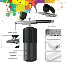 Portable Mini Airbrush with Compressor 23 psi 12V Rechargeable Wireless Airbrush for Nail Art Cake Decoration Facial Moisturizing and Model PaintingPremium Aircraft Aluminum Alloy