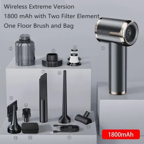 1800mAh Portable Wireless Handheld Vacuum Cleaner 15000PA Strong Suction Multifunctional Vacuum Cleaner for Car Home Cleaner