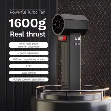 Turbo Fan TF64 64MM Brushless Motor with 4000mAh Rechargeable Battery High Thrust Air Blower LED Light Multi-Speed Adjustment
