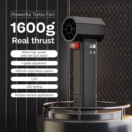 Turbo Fan TF64 64MM Brushless Motor with 4000mAh Rechargeable Battery High Thrust Air Blower LED Light Multi-Speed Adjustment