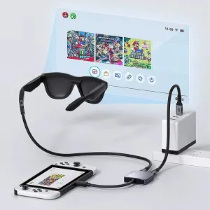 Hagibis TPS01 AR Glasses Adapter USB-C to Glasses and Charging Converter USB-C Hub Charge and Play for Switch Rokid/Xreal/Thunderbird