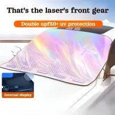 5 Strong Magnetic Buckles Laser Reflective Aluminum Sunshade UV Protection Insulation Foldable Waterproof Heat Shield for Cars SUVs Sedans