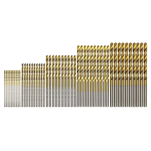 50PCS Titanium Plated Twist Drill Set 1-3mm Shank High Wear Resistance Small Drill Bits for Electric Drills and DIY Woodworking