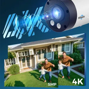 Hiseeu TZ-HBY08 8MP Wireless Security Camera 4K Ultra HD Indoor Outdoor Color Night Vision 2-Way Audio WiFi Home Surveillance Cameras