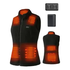 Auxo 7-Zone Fleece Heated Vest for Women with Battery Pack 3 Heat Settings Lightweight Winter Sleeveless Electric Heating Clothing