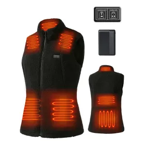 Auxo 7-Zone Fleece Heated Vest for Women with Battery Pack 3 Heat Settings Lightweight Winter Sleeveless Electric Heating Clothing
