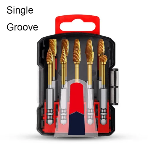 Titanium Carbide Burr Set Die Grinder Bits Tungsten Rotary File Golden Coating High Speed Single Double Cut Multi Shape for Metal Wood Plastic Stone Engraving Cutting