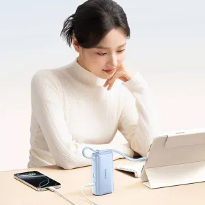 Baseus Nomos NT11 35W 36.5Wh 10000mAh LED Display Power Bank with Integrated Type-C Cable Dual Mode External Battery Power Supply with 3 Inputs & 2 Outputs Support PD3.0 QC3.0 PPS Fast Charging for iPhone 16 16Pro 15 14 13 Pro Max for Xiaomi 15pro