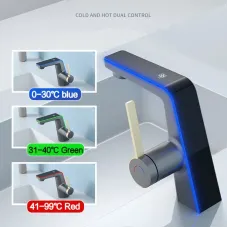 High-end G1/2 Digital Display Water Temperature Hot Cold Icicle Water Cooling Tropical Atmosphere Light Basin Faucet Toilet Bathroom Household Faucet Basin Mixer Tap