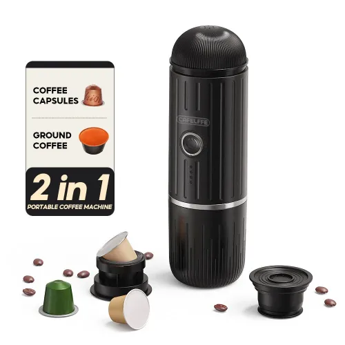 CAFELFFE Portable Italian Espresso Machine Set 2-In-1 Capsule Powder Fast Charge Electric Wireless Heating Coffee Machine for Outdoor