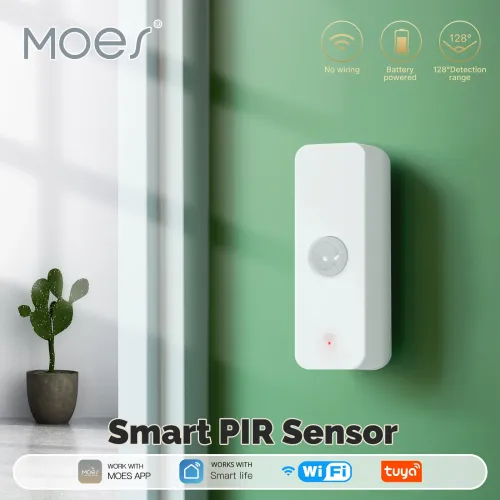 Moes Tuya WiFi Zigbee3.0 Smart PIR Sensor 128 Detection Range Real-time Alerts Scene Linkage Smart Life APP Passive Infrared Sensor