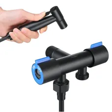 Black Bidet Spray Stainless Steel Toilet Hand Shower Head Intimate Hygiene Wall Seat Bathroom Set