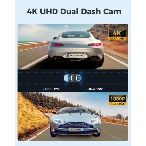 AZDOME GS63H Pro 2CH Dash Cam 4K with Super Night Vision 24H Parking Mode With 64G Memory Card Dual Dash Cam  4K+1080P Front Rear Cameras