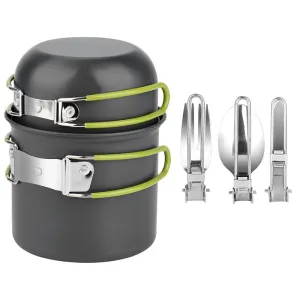 Lightweight Aluminum Alloy Camping Pot Hiking Picnic Tourist Tableware Set Outdoor Stove Pot Pan Plastic Bowl Outdoor Cookware