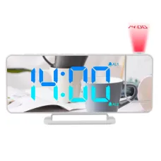 AGSIVO RGB Projection Digital Alarm Clock with Snooze / Mirror Surface / Adjustable Brightness For Bedroom Living Room Classroom