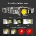 Bikight Multifunctional COB Headlamp Magnetic Adjustable 90 Degree Type-Rechargeable Red Light for Outdoor Camping Emergency Repair Work Light