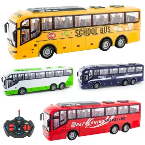 27hz Kids Rc Car Remote Control Electric School Bus with Light Tour For Children Toys Gift