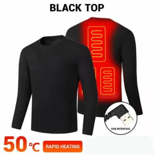 TENGOO HD-02B Heating Underwear Pant Set Fleece Lined Thermal Long Sleeves Trousers Men Women Heated Suit USB Electric Thermal Underwear for Winter