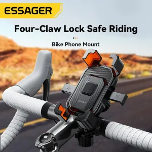 ESSAGER ES-ZJ28 Universal Bike Phone Holder Handlebar/Rearview Mirror Mount Bracket 360 Rotation for  4.7-6.7inch Mobile Phone Stand Shockproof Bracket
