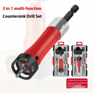 Countersink Drill Bit 3-in-1 Aluminum Alloy Body High Speed Steel Blades Adjustable 90 Degree Precision Universal Hex Shank for Wood Aluminum Craftsmanship Tools