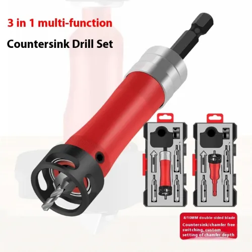 Countersink Drill Bit 3-in-1 Aluminum Alloy Body High Speed Steel Blades Adjustable 90 Degree Precision Universal Hex Shank for Wood Aluminum Craftsmanship Tools