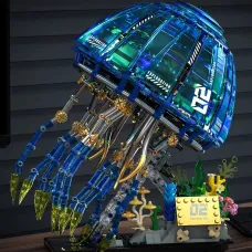 TUOMU T1127 Biomimetics Mechanical Illuminated Jellyfish Building Block Assembly Kit Creative Night Light Desktop Ornament for Children Gift