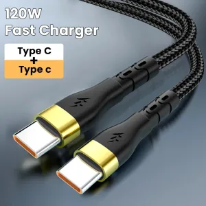 PD120W Type-C to Type-C Cable Fast Charging Data Transmission Copper Core Line 1M/1.5M/2M Long for iPhone 15 15 Plus for Huawei Pura 70 Ultra for Xiaomi Civi 4 Pro for Samsung Galaxy S24