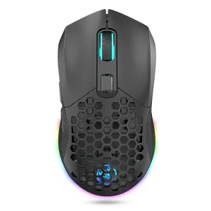HXSJ T28 Dual Mode Wireless Mouse Hollow Design 800-4800DPI RGB Backlight 600mAh Rechargeable 2.4G/bluetooth Gamer Mice