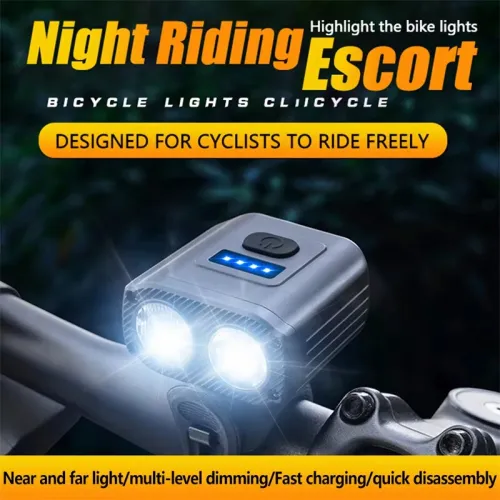 BIKIGHMini Bike Headlight 550lm Brightness Dual Distance Beam 5 Modes Lighting Type-Rechargeable Battery Display Bike Handlebar Headlight for Night Cycling