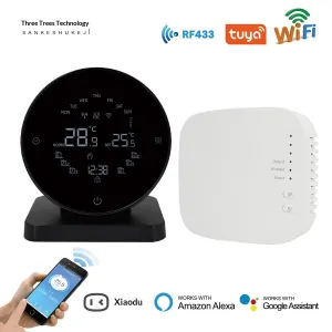 Smart WiFi Thermostat with LED Display App & Voice Control Compatibility Temperature Adjustment Accuracy 0.5C Wireless RF433 Control Wide Range 5C to 95C Child Lock Feature
