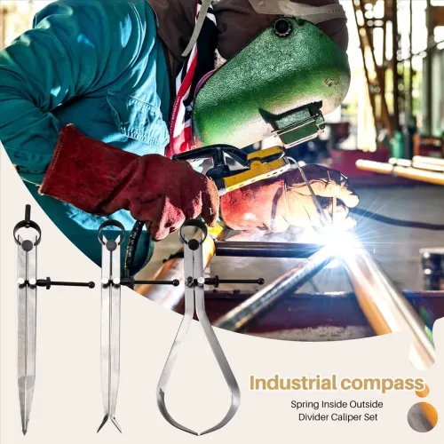 3pcs 8Inch Spring Caliper Set Internal Measuring Type with Flat Legs Carbon Steel Machinist Tool Silver Caliper Metalworking Precision Measurement