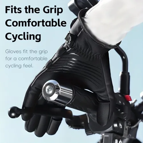 WESBIKING Self-locking Cycling Gloves Windproof Warm Fleece Sports Gloves Waterproof Flip-on Touchscreen Non Slip Skiing Gloves