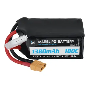 MARSLIPO 22.2V 1380mAh 180C 6S Lipo Battery XT60 Plug for iFlight Nazgul XL5/DC5 SpeedyBee Master 5 V2 FPV Racing Drone