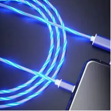 1M/2M USB-A to Type-C Glowing Cable Mobile Phone Charging Cables Tinned Copper Core Line with RGB Light for iPhone 16 16 Pro 15 Pro Max for HUAWEI for SAMSUNG for XIAOMI