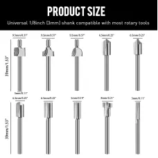 20 Piece HSS Woodworking Rotary File Set Universal 3mm Shank Compatible with Most Rotary Tools for Carving Engraving Shaping Hollowing