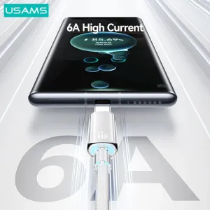 USAMS US-SJ658 6A 66W USB-A to Type-C Cable QC FCP AFC Fast Charging Data Transmission Tinned Copper Core Line 1.2M Long for iPhone 15 15 Plus for Huawei Mate60 Pro for Samsung Galaxy Z Flip4 for Xiaomi 13pro