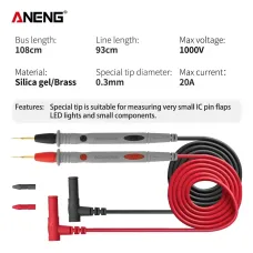 ANENG PT1032 20A 1000V Slicon Rubber Delay Wire Gold Plated Sharp Probe Needles Digital Multi Meter Test Lead