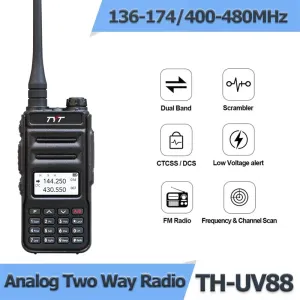 TYT TH-UV88 5W Walkie Talkies Dual Band Two Way Radio VHF/UHF 200 Channels VOXs FM Radio LCD Display CTCSS/DCS Scanning Emergency Alert