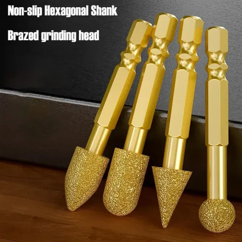 Heavy Duty Rotary Chisels Hexagonal Handle 6pcs Set Compatible with Electric Drills for Metal Stone Ceramic Woodworking Grinding Polishing Carving Precision Cutting Tools High Performance Tips
