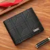 Men Bifold Wallet Fashion Soft PU Leather Money Clip Multicard Slot Card Holder Thin Purse Simple Checked Short Wallet